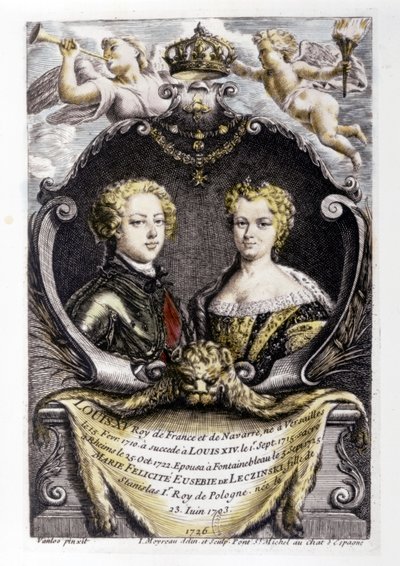 LUDWIK XV I MARIA LECZYŃSKA: Ludwik XV (15 lat) i Maria Lecyńska (22 lata) ... autorstwa Carle van Loo