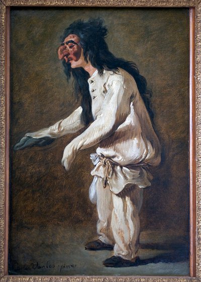 Polichinella (Pulcinella). Obraz Carle Van Loo (1705-1765), olej na płótnie autorstwa Carle van Loo