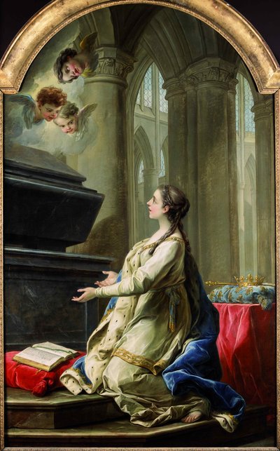 Św. Klotylda modląca się przy grobie św. Marcina, 1753 r. autorstwa Carle van Loo