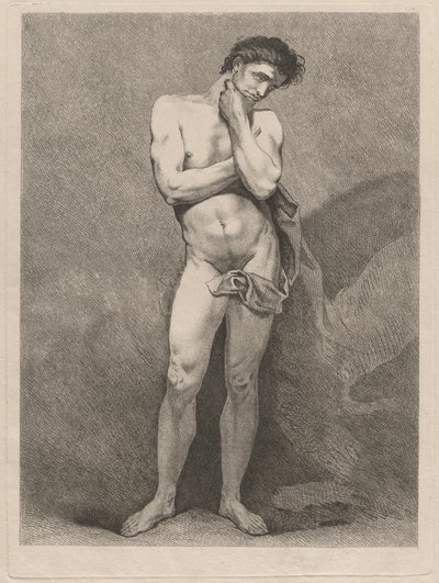 Stojący mężczyzna w zamyślonej pozie autorstwa Carle van Loo