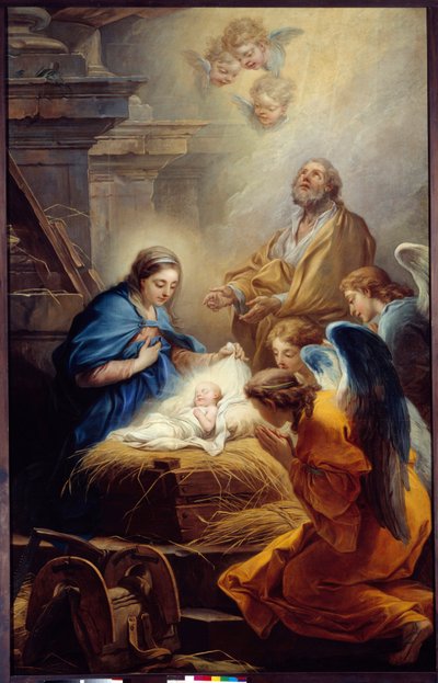 Adoracja aniołów Obraz Carle van Loo (1705-1765) 1751 Brześć, Muzeum Sztuk Pięknych autorstwa Carle van Loo