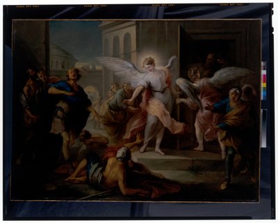 Oślepienie mieszkańców Sodomy autorstwa Carle van Loo