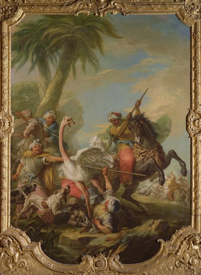 Polowanie na strusie (olej na płótnie) autorstwa Carle van Loo