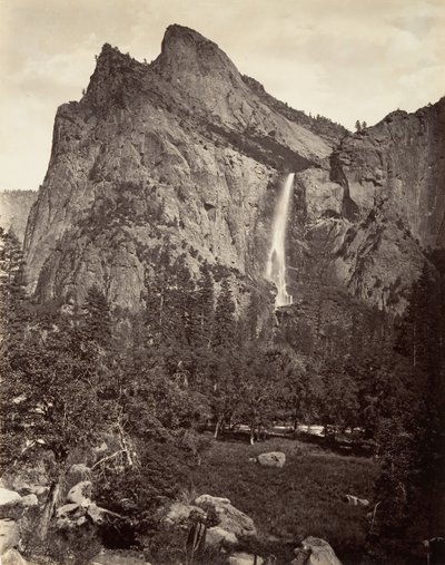 Bridal Veil Fall, 940 stóp, Yosemite, ca. 1872, wydrukowany ca. 1876. autorstwa Carleton E. Watkins.