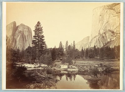 Down the Valley, El Capitan i Cathedral Rocks autorstwa Carleton E. Watkins