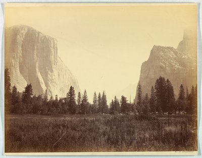W górę doliny od podnóża szlaku Mariposa, Yosemite, nie. 9 autorstwa Carleton E. Watkins