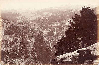 Wodospady Vernal i Nevada z Glacier Point autorstwa Carleton E. Watkins