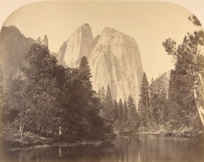 Cathedral Rock, widok na rzekę, 1861. autorstwa Carleton Emmons Watkins