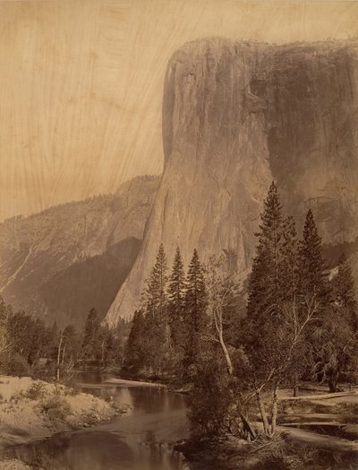 El Capitan, Yosemite, 1865-66. autorstwa Carleton Emmons Watkins