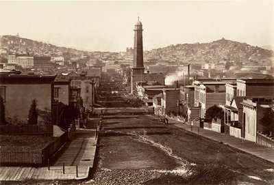 First Street, San Francisco, 1864, wydrukowany ok. 1876. autorstwa Carleton Emmons Watkins