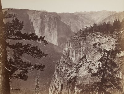 Pierwszy widok na dolinę Yosemite ze szlaku Mariposa, 1865-66 autorstwa Carleton E. Watkins