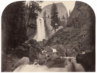 Piwyac, Vernal Fall, 300 stóp, Yosemite, 1861. autorstwa Carleton Emmons Watkins