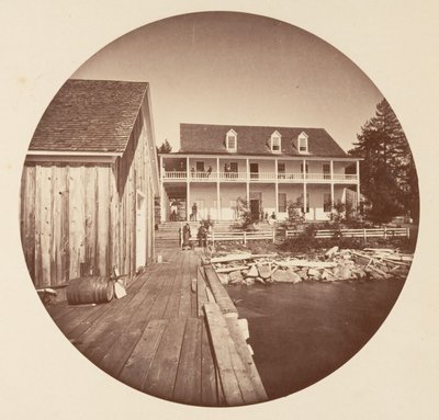Warm Springs Hotel Jezioro Tahoe, ca. 1878. autorstwa Carleton Emmons Watkins