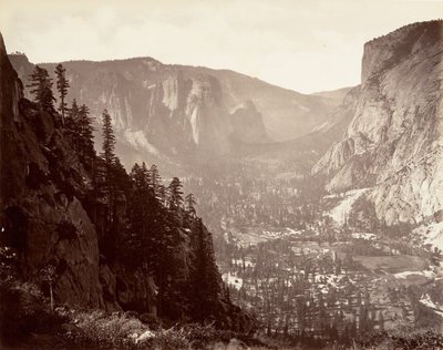Dolina Yosemite od Glacier Point, ca. 1872, wydrukowany ca. 1876. autorstwa Carleton Emmons Watkins