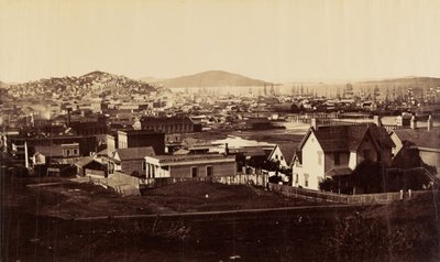 [Front miasta od strony wzgórza Rincon w 1860 roku]. autorstwa Carleton Watkins