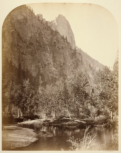 Sentinel (widok w dół doliny) 3270 ft. Yo Semite. autorstwa Carleton Watkins