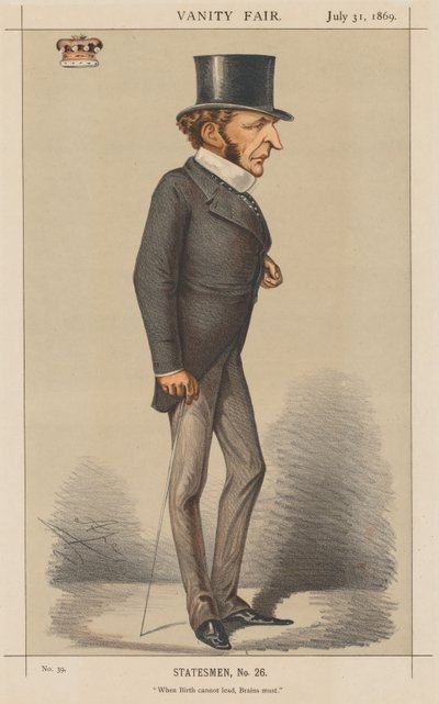 Vanity Fair: Statesman nr 26 Kiedy narodziny nie mogą prowadzić, Brains muszą., 1869. autorstwa Carlo