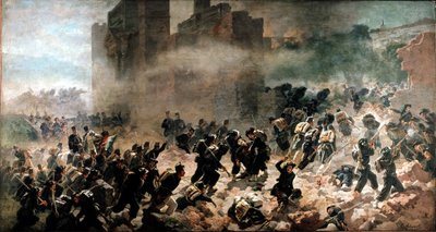 La breche de la Porta Pia, Rzym (20 września 1870) - Obraz Carlo Ademollo (1825-1911), olej na płótnie. Mediolan, Muzeum Risorgimento autorstwa Carlo Ademollo