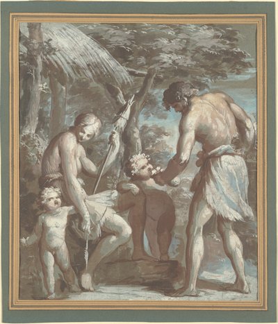 Adam i Ewa z Kainem i Abelem autorstwa Carlo Alberto Baratta