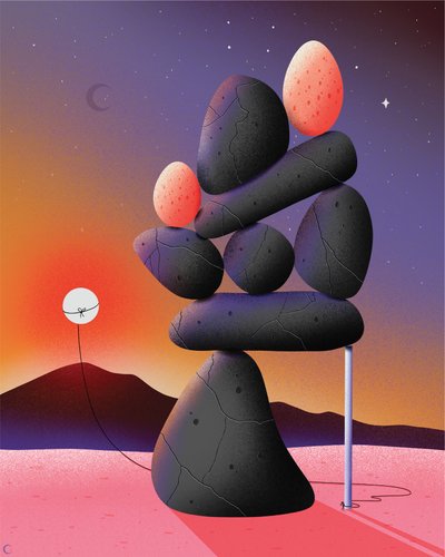 Przeciw słońcu, przeciw nam, 2020 (ilustracja cyfrowa) autorstwa Carlo Alberto Giardina