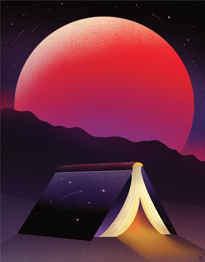 Znajdź schronienie w swojej wyobraźni, 2020 (ilustracja cyfrowa) autorstwa Carlo Alberto Giardina