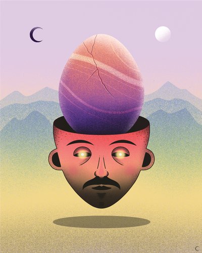 Właściwy czas na medytację, 2020 (ilustracja cyfrowa) autorstwa Carlo Alberto Giardina