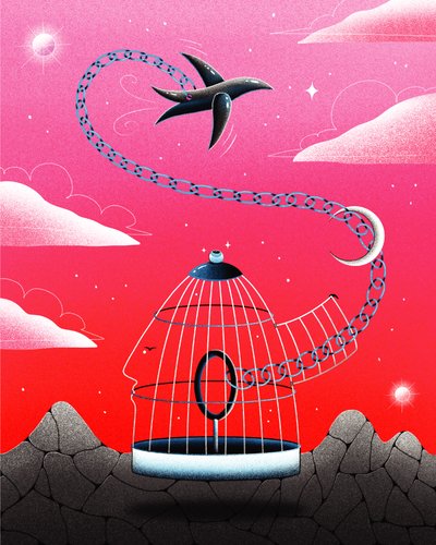 Zastanawiając się nad wolnością, 2020 (ilustracja cyfrowa) autorstwa Carlo Alberto Giardina