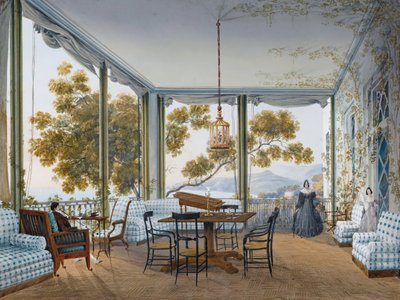 Wnętrze pałacu Naryszkinów w Miskhor, 1841-1842. autorstwa Carlo Bossoli