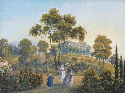 Widok na Miskhor, ok. 1842 autorstwa Carlo Bossoli