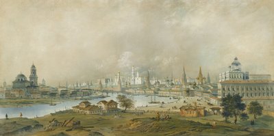 Widok na Kreml moskiewski z mostu Ustinsky autorstwa Carlo Bossoli