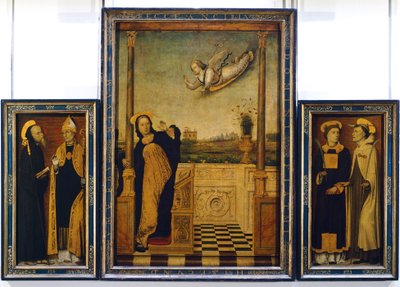 Ołtarz Zwiastowania ze św. Benedyktem, św. Augustynem, św. Szczepanem i św. Aniołem autorstwa Charlesa Bracesco autorstwa Carlo Braccesco