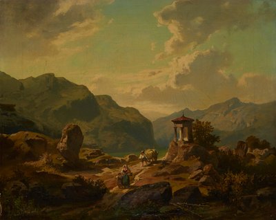 Górski krajobraz z jeziorem autorstwa Carlo Brioschi
