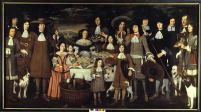 Portret rodziny lub „”Napój podczas polowania”””. Obraz Carlo Cane (1618-1688). Malarstwo z XVII wieku. Pinakoteca del Castello Sforzesco Mediolan autorstwa Carlo Cane