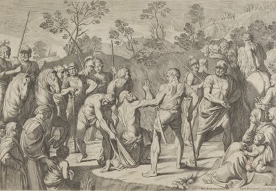Św. Andrzej klęczący w modlitwie prowadzony pod krzyż, za Reni, 1650-80. autorstwa Carlo Cesi
