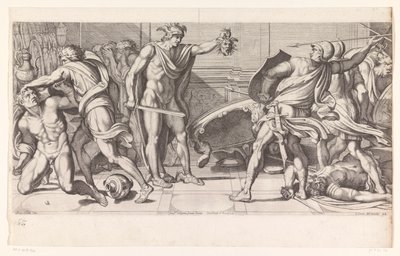 Phineus i jego zwolennicy zamienili się w kamień Obrazy w Palazzo Farnese w Rzymie (tytuł serii) Galeria nel Palazzo Farnese w Rzymie (tytuł serii) autorstwa Carlo Cesio
