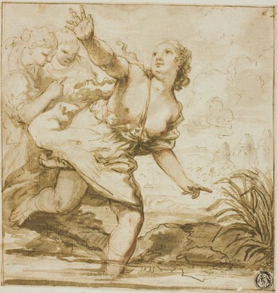 Kobieta w locie autorstwa Carlo Cignani
