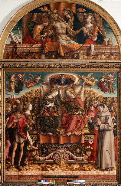 Koronacja Najświętszej Maryi Panny z Trójcą Świętą i Świętymi autorstwa Carlo Crivelli