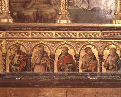 Pięciu Apostołów z predelli poliptyku San Martino (tempera na desce) (s. 76669) autorstwa Carlo Crivelli