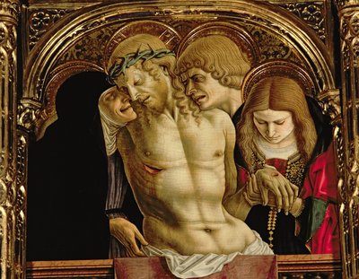 Opłakiwanie Martwego Chrystusa, fragment z poliptyku SantEmidio, tempera 1473 na fragmencie deski z 76636 autorstwa Carlo Crivelli