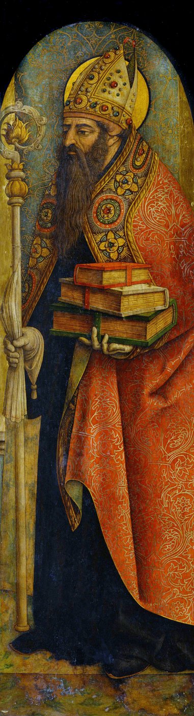 „Reprezentacja św. Augustyna z Hippony” (354-430) Obraz Carlo Crivelli (ok. 1435-1495) ok. 1480 Narodowe Muzeum Sztuki Zachodniej, Tokio, Japonia autorstwa Carlo Crivelli