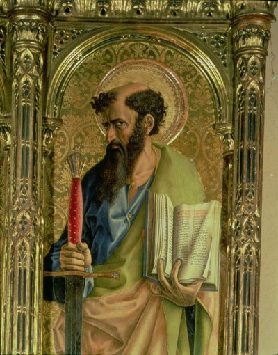 Św. Paweł, detal z poliptyku SantEmidio, tempera z 1473 r. na fragmencie płyty z 76636 i 76646 autorstwa Carlo Crivelli