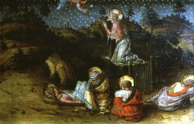 Agonia w ogrodzie, lewy panel predella z poliptyku San Silvestro autorstwa Carlo Crivelli