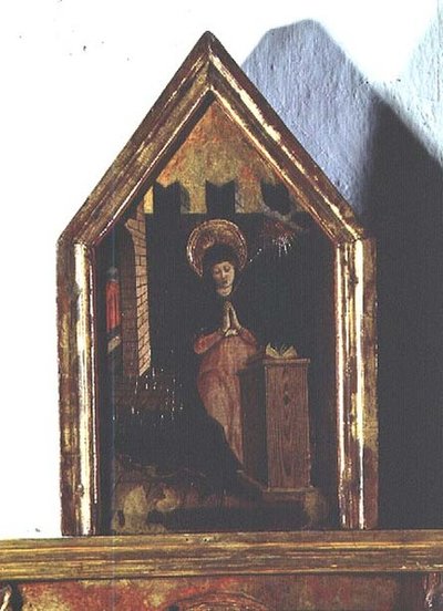 Zwiastowanie, detal z poliptyku San Silvestro autorstwa Carlo Crivelli