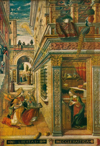 Zwiastowanie ze św. Emidiuszem, 1486, 1911 autorstwa Carlo Crivelli