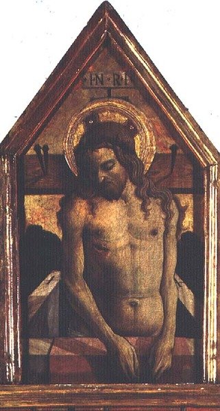 Chrystus Zmartwychwstały, detal z poliptyku San Silvestro autorstwa Carlo Crivelli