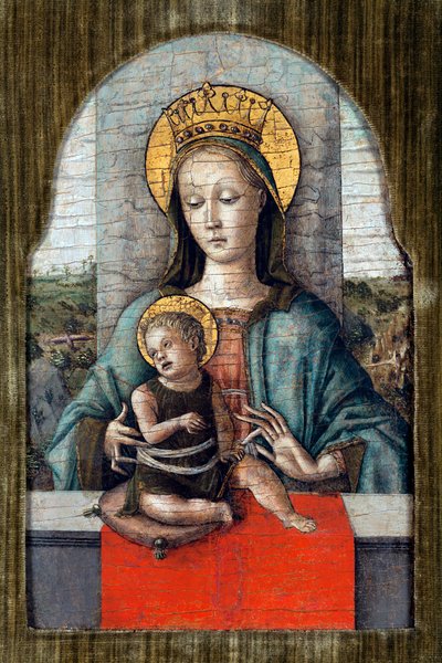 Dziewica z Dzieciątkiem par Crivelli, Carlo (ok. 1435-ok. 1495). Tempera na desce, format: 28x18, ok. 1455, Fundacja Cini, Wenecja autorstwa Carlo Crivelli