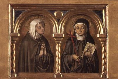 Niezidentyfikowana kobieta i św. Klara z Asyżu (panel predella) (detal 57606) autorstwa Carlo Crivelli