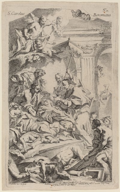 San Carlo Borromeo udzielający ostatniej komunii ofiarom zarazy autorstwa Carlo Innocenzo Carlone