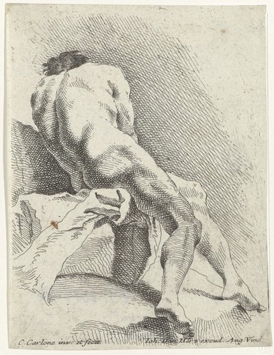 Siedzący nagi mężczyzna, widziany z tyłu autorstwa Carlo Innocenzo Carlone
