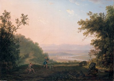 Arkadyjski krajobraz z Adonisem żegnającym Wenus autorstwa Carlo Labruzzi